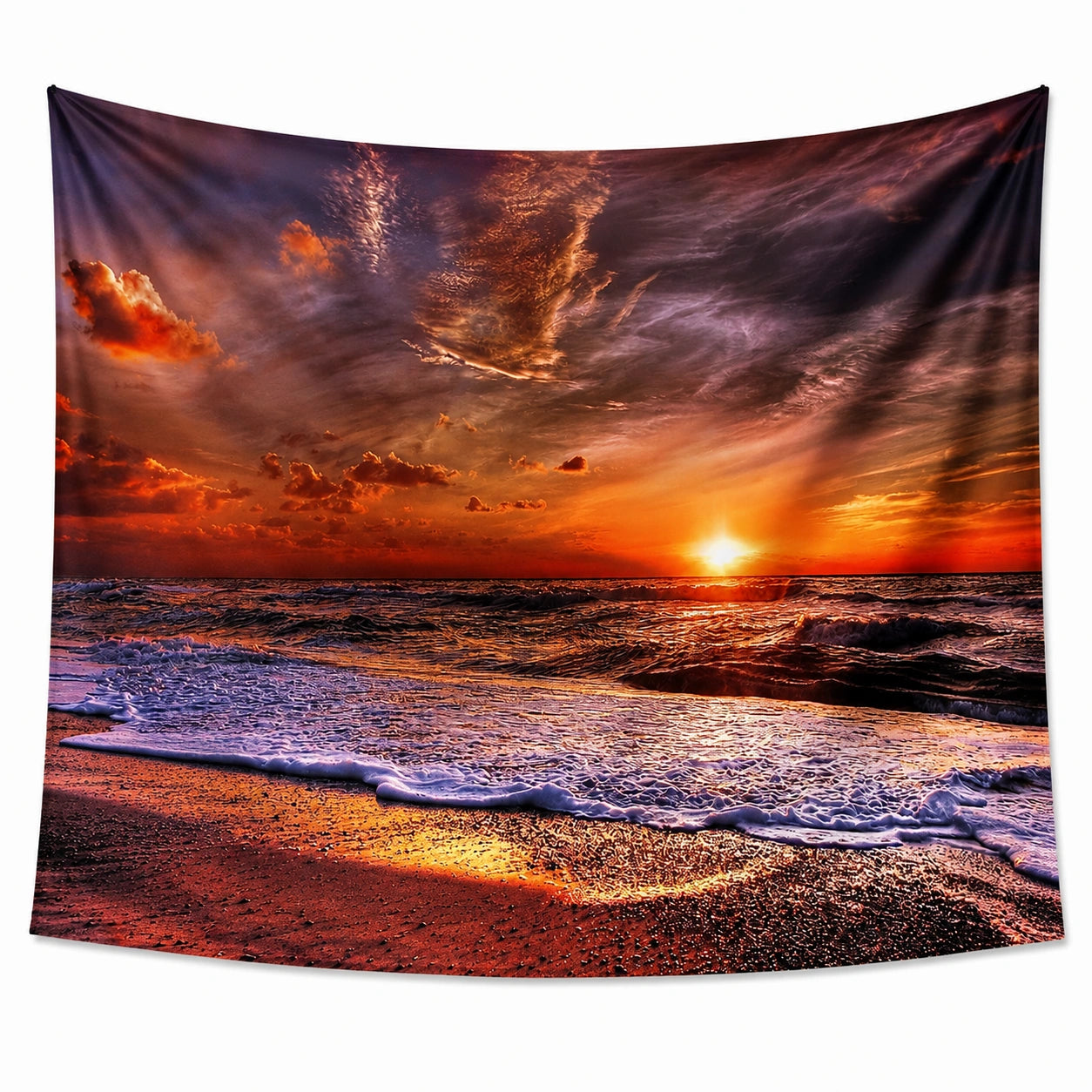 Arazzo da parete 150 x 130 cm in poliestere tramonto sul mare decorativo