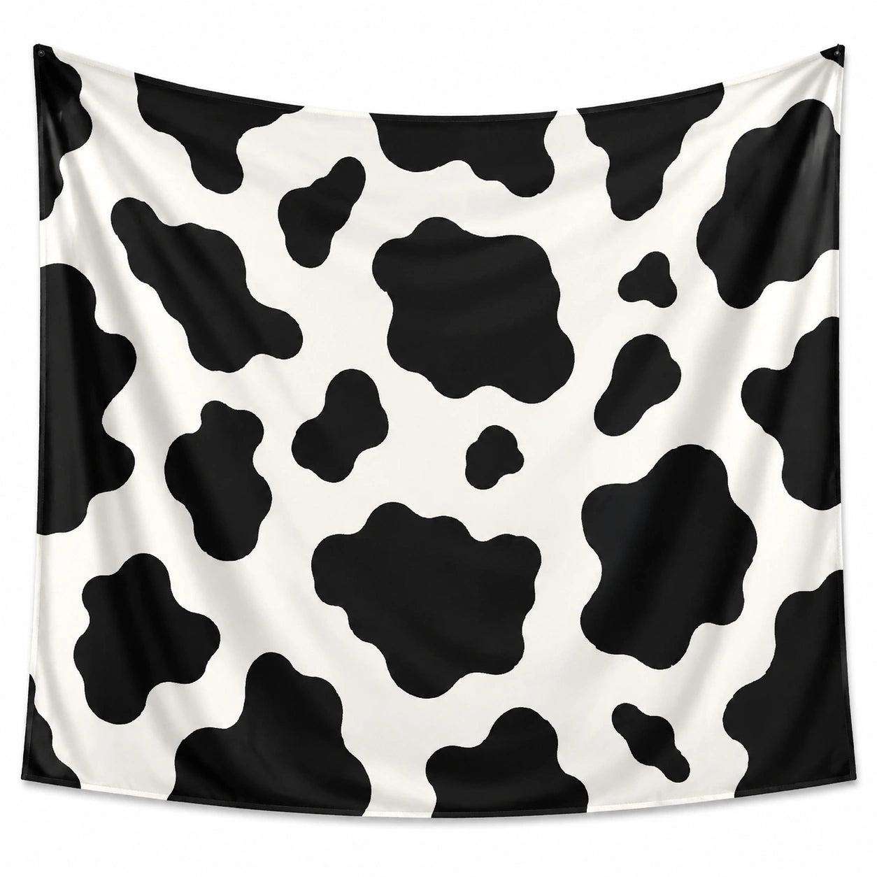 Arazzo da parete 150 cm x 130 cm in poliestere bianco nero con stampa mucca decorativo