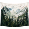 Arazzo da parete 150 x 150 cm in poliestere verde e blu con paesaggio montano