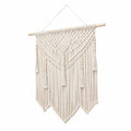 Arazzo da parete 50 x 90 cm in cordoncino tessile avorio con frange stile boho