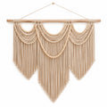 Arazzo da parete 110 x 100 cm in cotone beige con frange stile boho