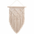 Arazzo da parete in macramè 45 x 90 cm in cotone beige con frange stile boho