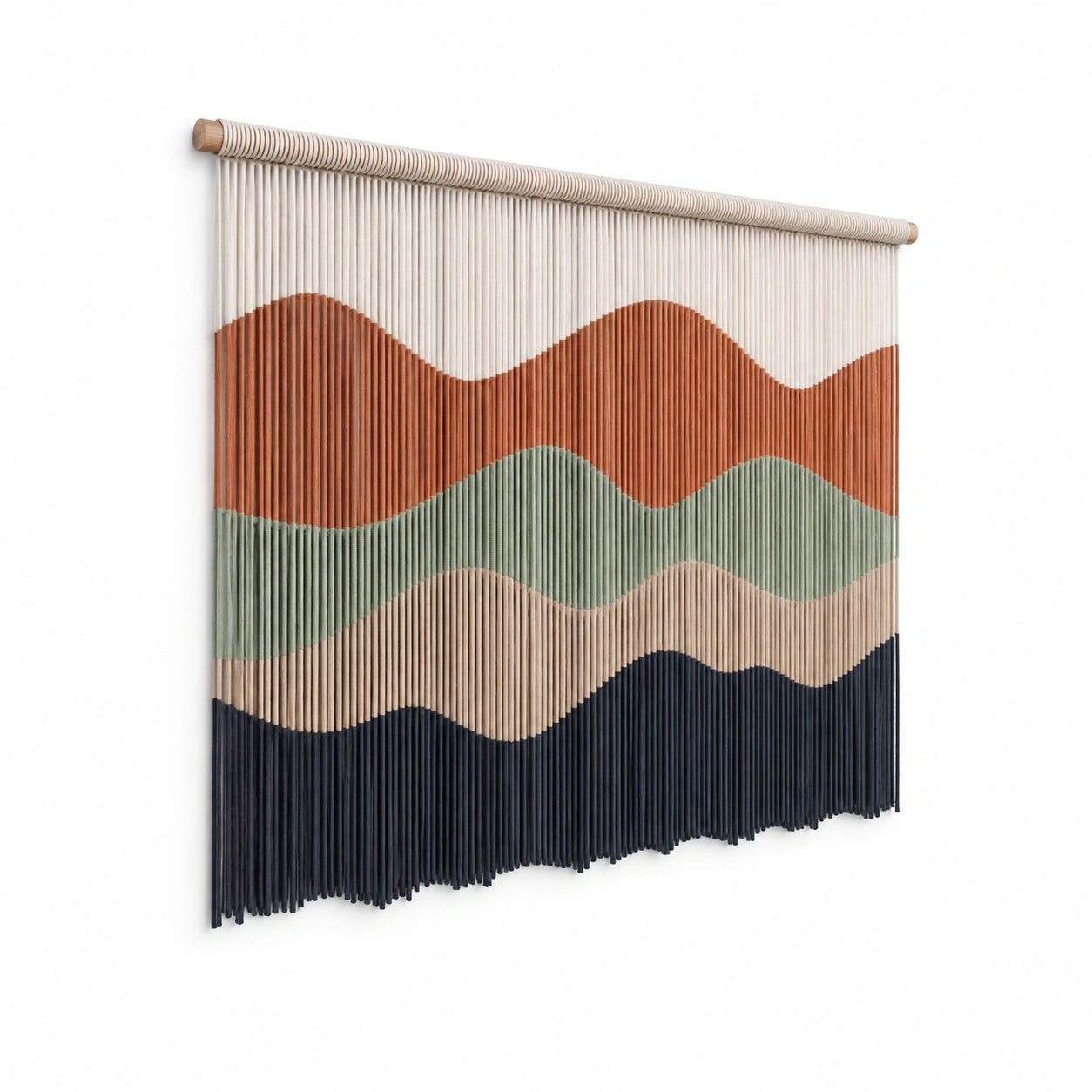 Arazzo da parete 100 x 100 cm in corda tessile multicolore con motivo ondulato