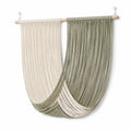 Arazzo da parete 100 x 120 cm in corda di cotone verde salvia e avorio - decorazione boho sospesa