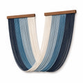 Arazzo da parete 80 x 100 cm in filato tessile blu e crema con supporto in legno stile moderno