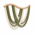 Arazzo da parete 80 x 100 cm in corda di cotone verde e crema con barra in legno stile boho