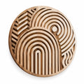 Decorazione da parete rotonda 100 cm in legno naturale con motivo geometrico tridimensionale