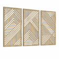 Decorazione da parete 40 x 100 cm in legno naturale - Set di 3 pannelli geometrici traforati