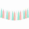 Ghirlanda decorativa con nappe 300 x 30 cm in carta velina menta pesca e bianco per feste